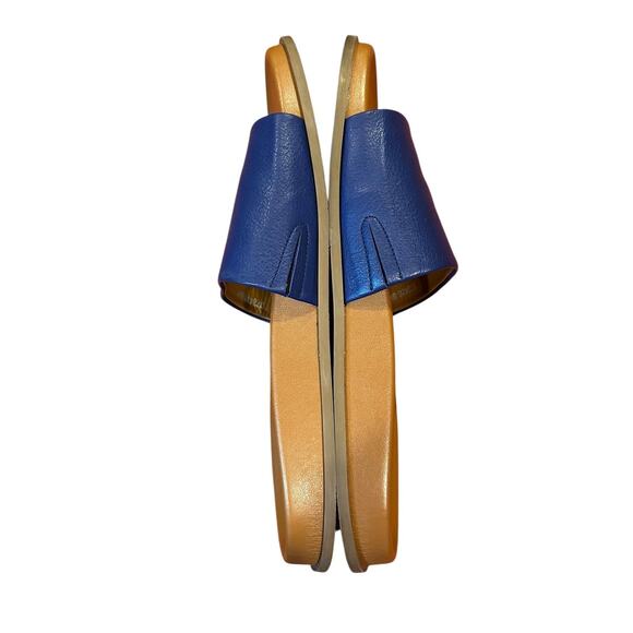 AQUATALIA Blue Pebbled Leather Slide Flat Slip On Sandals Women's Size 8 - Picture 6 of 9